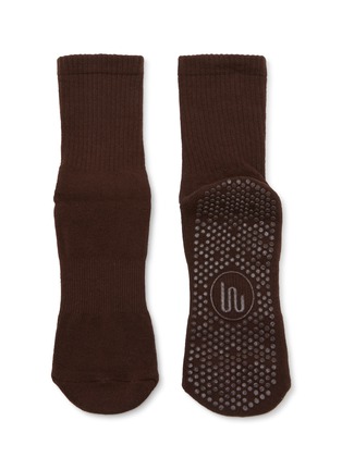Detail View - Click To Enlarge - MOVEACTIVE - Crew Non-Slip Grip Socks Set of 3 — Espresso