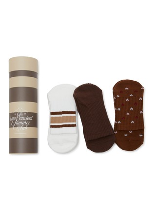 Main View - Click To Enlarge - MOVEACTIVE - Crew Non-Slip Grip Socks Set of 3 — Espresso