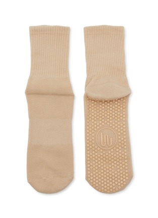 Detail View - Click To Enlarge - MOVEACTIVE - Crew Non-Slip Grip Socks Set of 3 — Almond