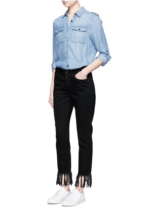 Figure View - Click To Enlarge - 3X1 - 'WM3' fringed cuff cropped jeans