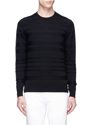 Main View - Click To Enlarge - ARMANI COLLEZIONI - Textured stripe knit sweater