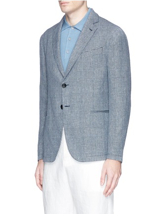 Front View - Click To Enlarge - ARMANI COLLEZIONI - Cotton-linen hopsack blazer