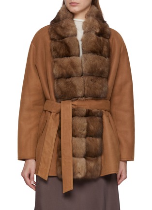 Main View - Click To Enlarge - FABIO GAVAZZI - Reversible Sable Fur Suede Shearling Coat