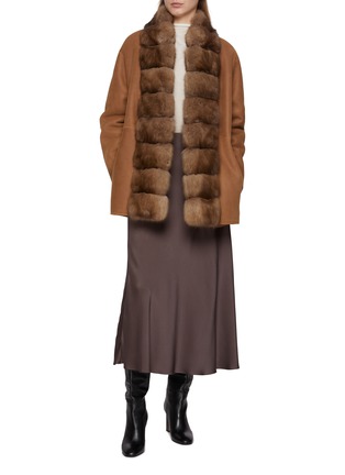 Figure View - Click To Enlarge - FABIO GAVAZZI - Reversible Sable Fur Suede Shearling Coat