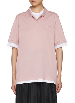 Main View - Click To Enlarge - PRADA - Logo Patch Polo Top