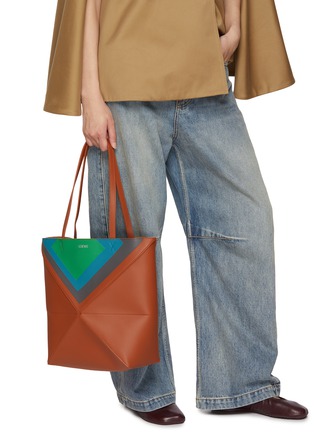 Figure View - Click To Enlarge - LOEWE - x Josef Albers Puzzle Fold Leather Tote Bag