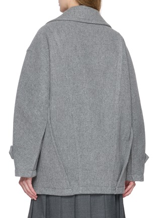 Back View - Click To Enlarge - BOINIGAN - Double Breasted Cropped Wool Cashmere Blend Overcoat