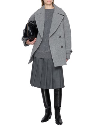 Figure View - Click To Enlarge - BOINIGAN - Double Breasted Cropped Wool Cashmere Blend Overcoat