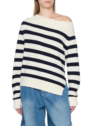 Main View - Click To Enlarge - BOINIGAN - Long Sleeve Striped Asymmetrical Wool Knit Top