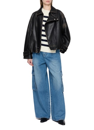 Figure View - Click To Enlarge - BOINIGAN - Long Sleeve Striped Asymmetrical Wool Knit Top