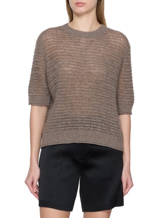 Main View - Click To Enlarge - BOINIGAN - Short Sleeve Wool Cashmere Knit Top