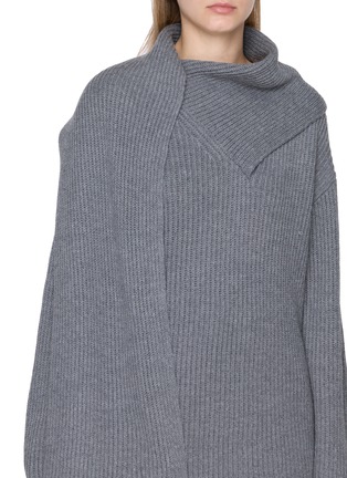  - BOINIGAN - Long Sleeve Scarf Collar Wool Cashmere Blend Midi Dress