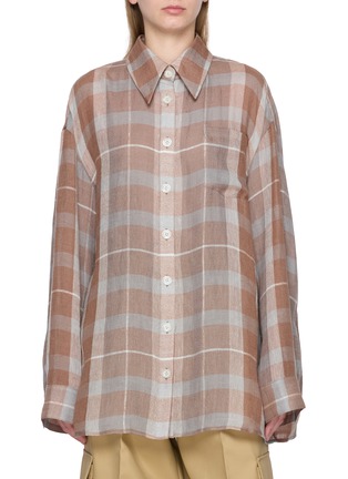 Main View - Click To Enlarge - BOINIGAN - Chequered Wool Ramie Knit Shirt