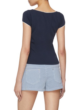 Back View - Click To Enlarge - SUNDAYFRUITMARKET - Cap Sleeve Lace Cotton T-Shirt