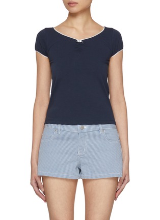 Main View - Click To Enlarge - SUNDAYFRUITMARKET - Cap Sleeve Lace Cotton T-Shirt