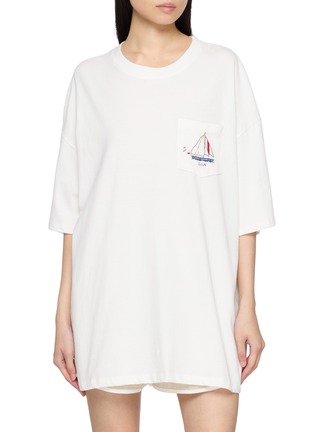 Main View - Click To Enlarge - SUNDAYFRUITMARKET - Boat Embroidered Pocket Cotton T-Shirt