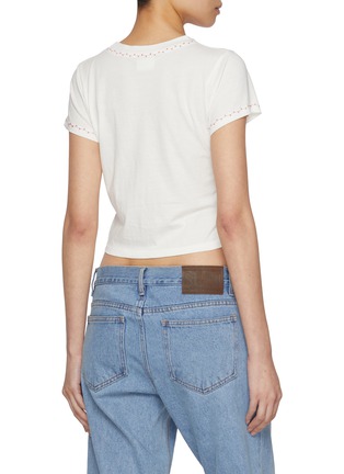 Back View - Click To Enlarge - SUNDAYFRUITMARKET - Fruit Embroidered Cotton Cropped T-Shirt