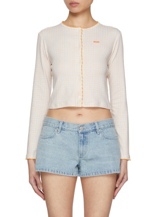 Main View - Click To Enlarge - SUNDAYFRUITMARKET - Chequered Cotton Blend Cardigan