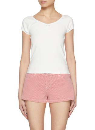 Main View - Click To Enlarge - SUNDAYFRUITMARKET - Cap Sleeve Lace Cotton T-Shirt