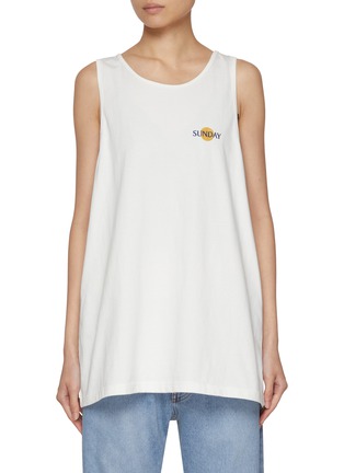 Main View - Click To Enlarge - SUNDAYFRUITMARKET - Sunday Embroidered Cotton Tank Top