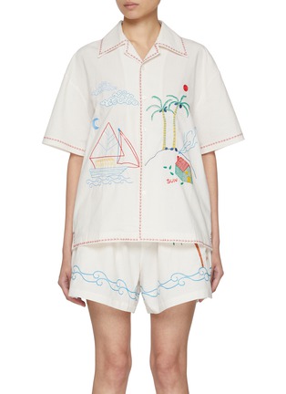 Main View - Click To Enlarge - SUNDAYFRUITMARKET - Sun Beach Embroidered Cotton Shirt