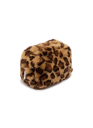 Detail View - Click To Enlarge - FJOLLA - Small Faux Fur Zippered Toiletry Pouch — Brown Leopard