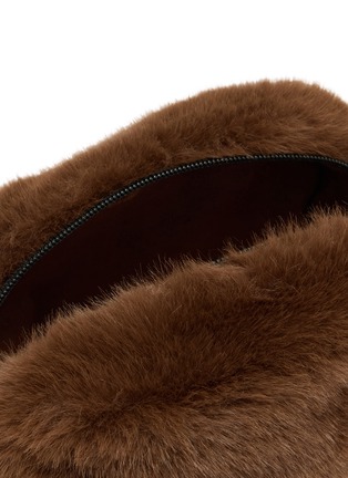 Detail View - Click To Enlarge - FJOLLA - Small Faux Fur Zippered Toiletry Pouch — Dark Brown