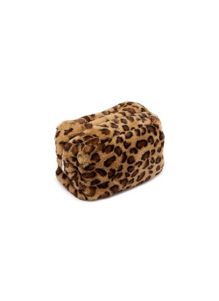 Detail View - Click To Enlarge - FJOLLA - Small Faux Fur Zippered Toiletry Pouch — Brown Leopard