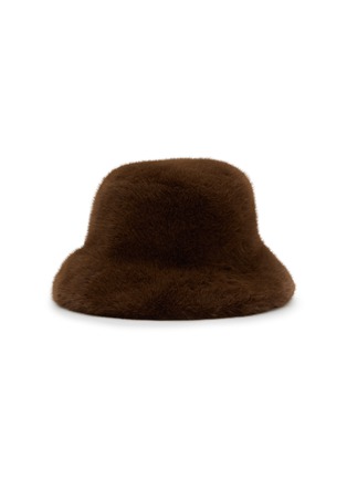  - FJOLLA - Faux Fur Bucket Hat — Dark Brown
