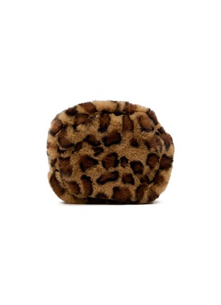 Main View - Click To Enlarge - FJOLLA - Small Faux Fur Zippered Toiletry Pouch — Brown Leopard