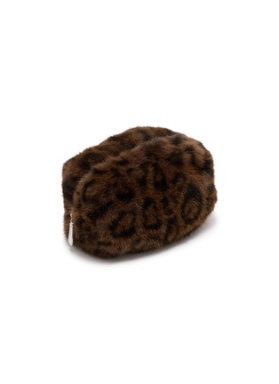 Detail View - Click To Enlarge - FJOLLA - Small Faux Fur Zippered Toiletry Pouch — Dark Leopard