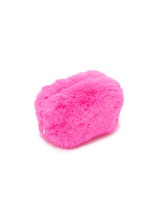 Detail View - Click To Enlarge - FJOLLA - Small Faux Fur Zippered Toiletry Pouch — Pink Glow