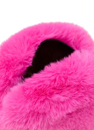 Detail View - Click To Enlarge - FJOLLA - Small Faux Fur Zippered Toiletry Pouch — Pink Glow