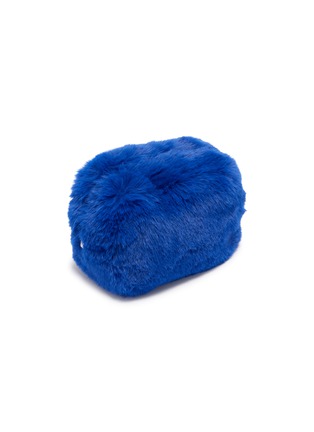 Detail View - Click To Enlarge - FJOLLA - Small Faux Fur Zippered Toiletry Pouch — Ultramarine
