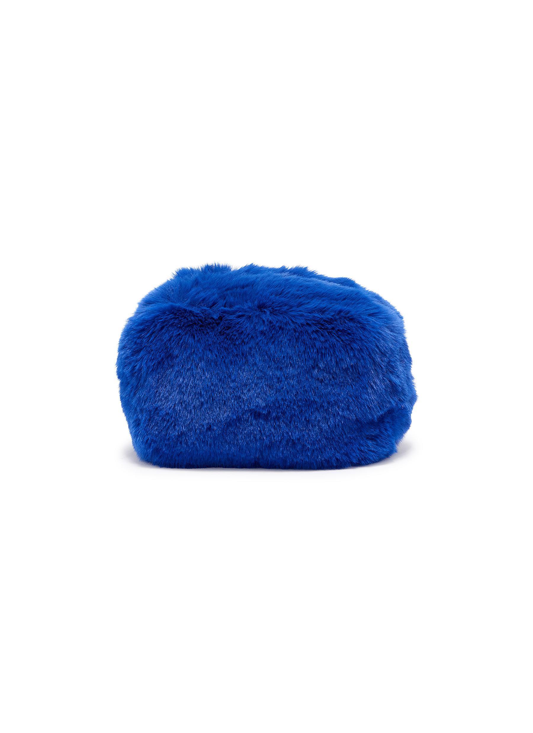 FJOLLA | Small Faux Fur Zippered Toiletry Pouch — Ultramarine