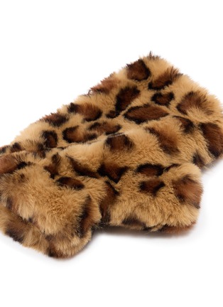 Detail View - Click To Enlarge - FJOLLA - Faux Fur Gloves — Brown Leopard