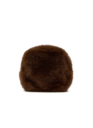 Main View - Click To Enlarge - FJOLLA - Small Faux Fur Zippered Toiletry Pouch — Dark Brown