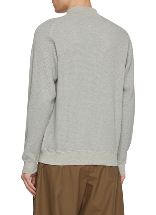 Back View - Click To Enlarge - J∞QUALITY - Mock Neck Cotton Waffle Knit Sweatshirt