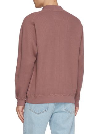 Back View - Click To Enlarge - J∞QUALITY - Mock Neck Cotton Waffle Knit Sweatshirt
