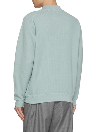 Back View - Click To Enlarge - J∞QUALITY - Mock Neck Cotton Waffle Knit Sweatshirt