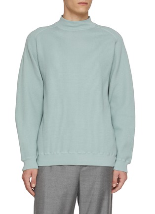 Main View - Click To Enlarge - J∞QUALITY - Mock Neck Cotton Waffle Knit Sweatshirt