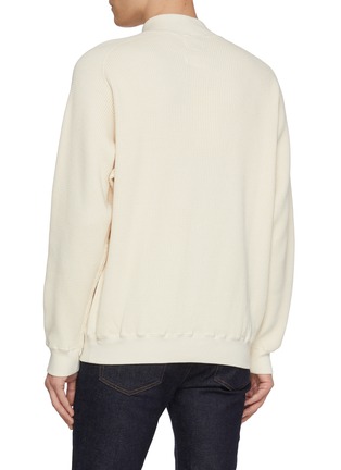 Back View - Click To Enlarge - J∞QUALITY - Mock Neck Cotton Waffle Knit Sweatshirt