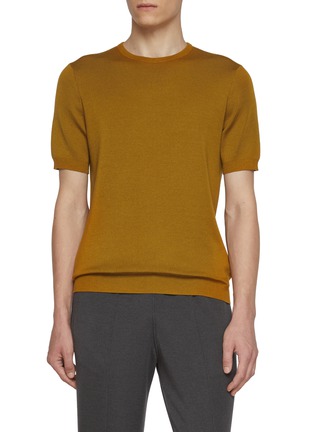 Main View - Click To Enlarge - J∞QUALITY - Short Sleeve Crewneck Cashmere Silk Knit Top