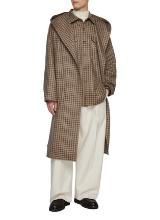 Figure View - Click To Enlarge - J∞QUALITY - Hooded Check Bathrobe Coat
