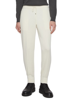 Main View - Click To Enlarge - J∞QUALITY - Elasticated Centre Press Cashmere Silk Jogger Pants
