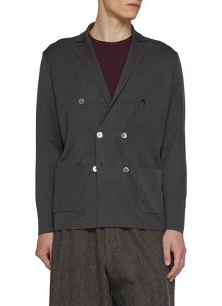 Main View - Click To Enlarge - J∞QUALITY - Double Breasted Cashmere Silk Knit Blazer