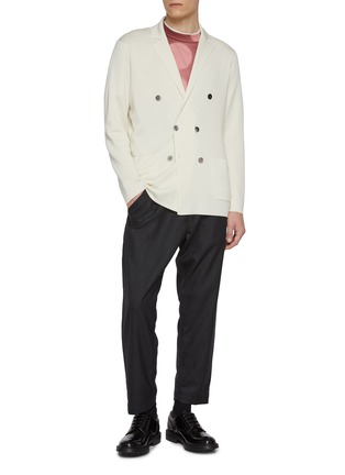 Figure View - Click To Enlarge - J∞QUALITY - Double Breasted Cashmere Silk Knit Blazer
