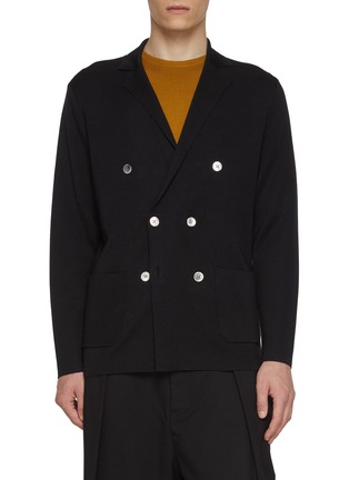 Main View - Click To Enlarge - J∞QUALITY - Double Breasted Cashmere Silk Knit Blazer