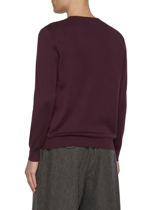 Back View - Click To Enlarge - J∞QUALITY - Long Sleeve Crewneck Cashmere Silk Knit Top