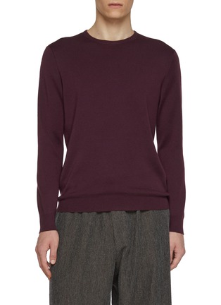 Main View - Click To Enlarge - J∞QUALITY - Long Sleeve Crewneck Cashmere Silk Knit Top